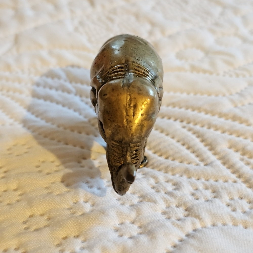 Vintage Solid Metal (Brass?) Elephant Figurine Good Luck Trunk Up Small 3" Decor - Picture 5 of 9